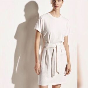 Vince White cotton tie waist Tshirt Dress XS